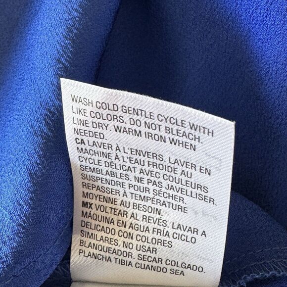 Bar III XX-Small Top Tie V-Neck Long Balloon Sleeves Curved Hem Blue New - Picture 8 of 8